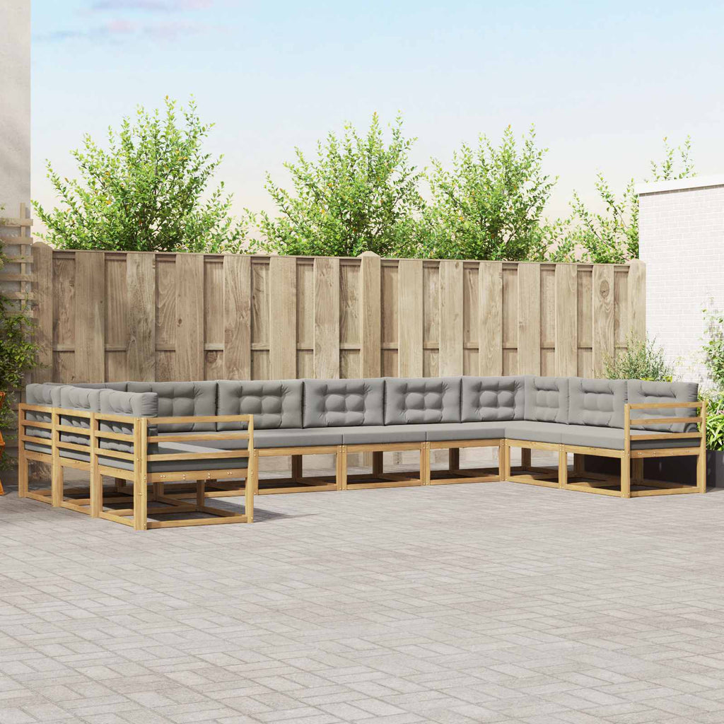 Outdoor-Sofagarnitur mit Kissen 10 pcs Weiß und Hellgrau