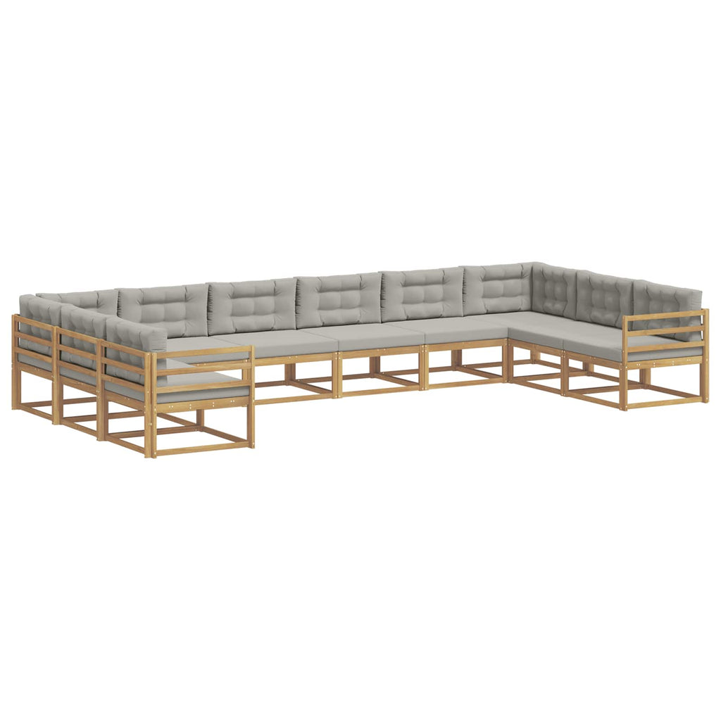 Outdoor-Sofagarnitur mit Kissen 10 pcs Weiß und Hellgrau