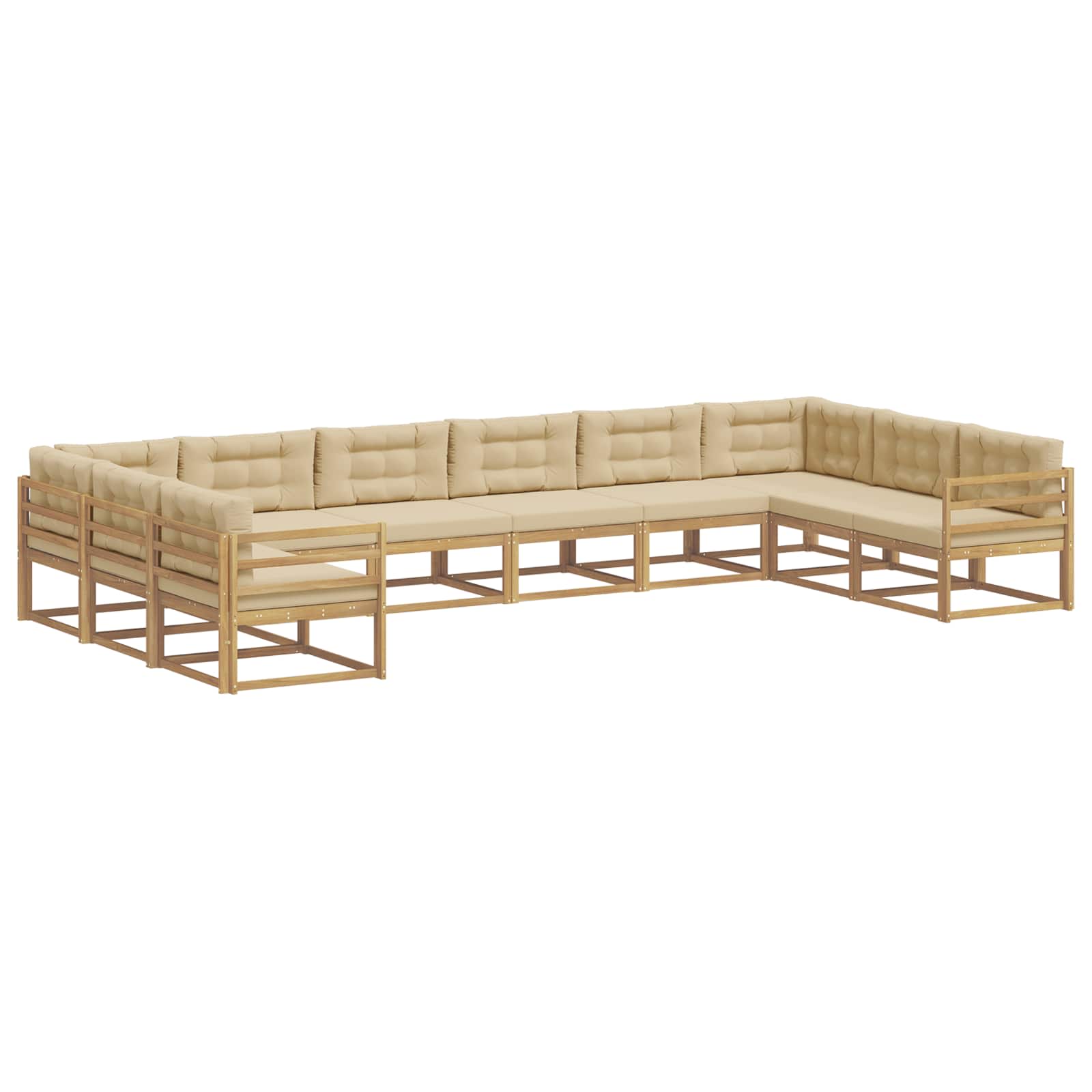 Outdoor-Sofagarnitur mit Kissen 10 pcs Weiß und Beige