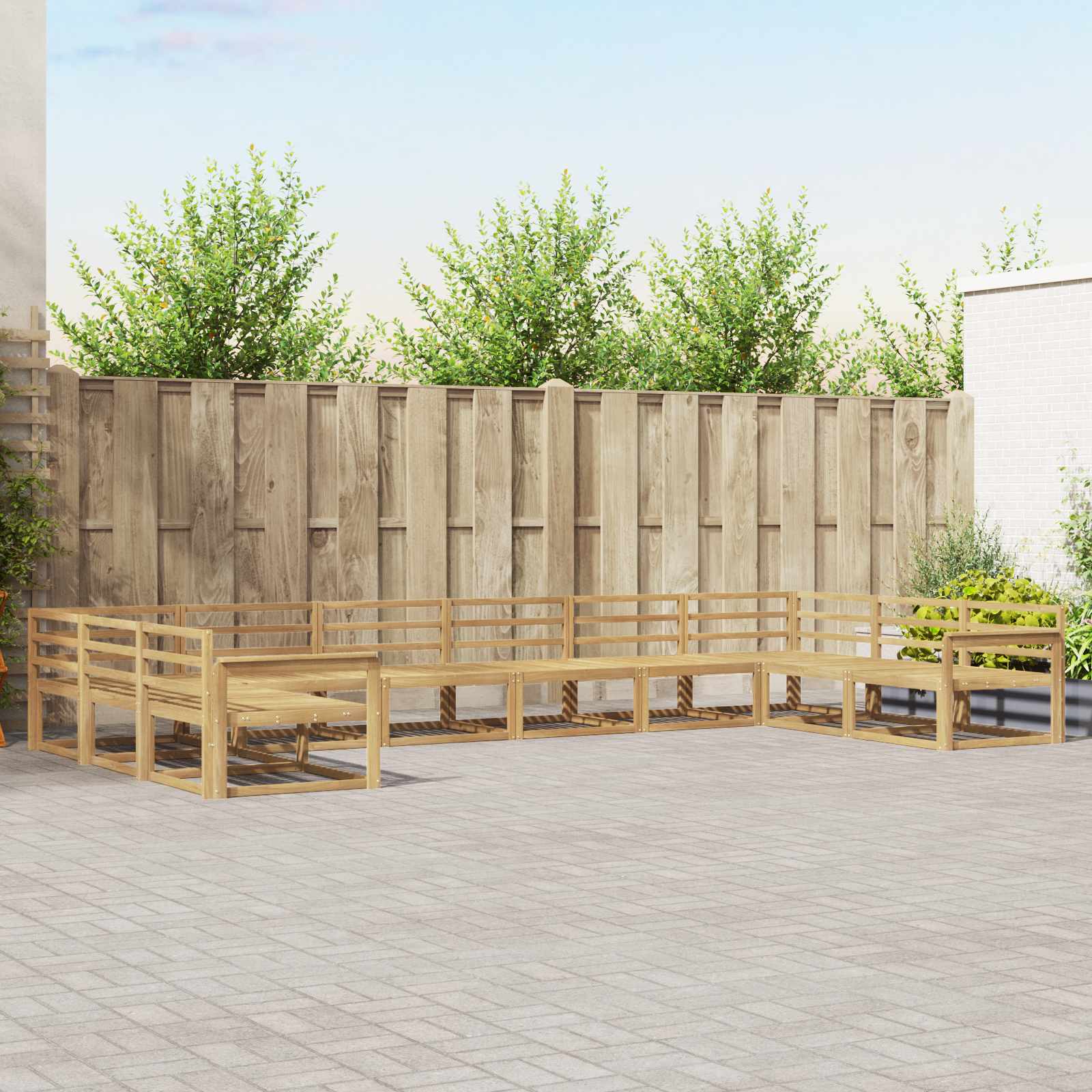 Outdoor-Sofagarnitur 10 pcs Weiß Massivholz Akazie