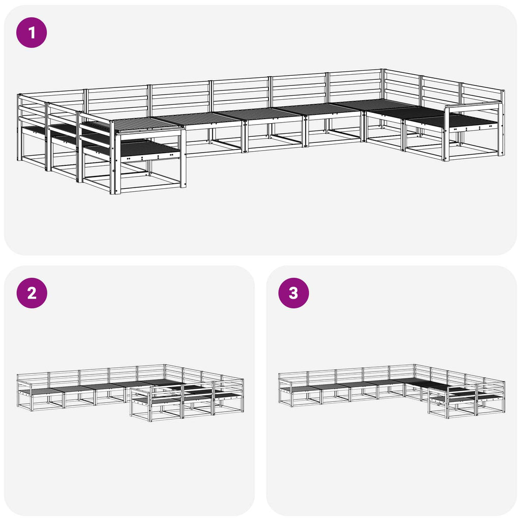 Outdoor-Sofagarnitur 10 pcs Weiß Massivholz Akazie