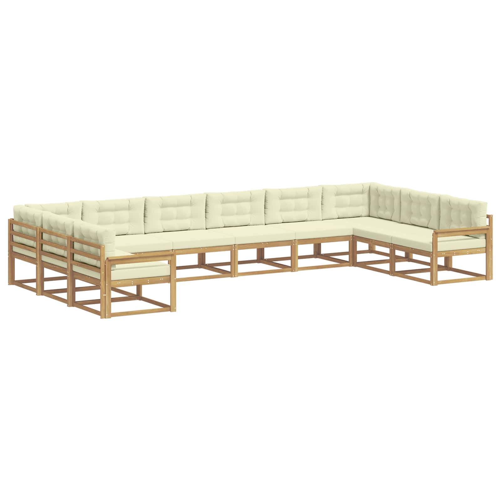Outdoor-Sofagarnitur mit Kissen 10 pcs Weiß und Creme