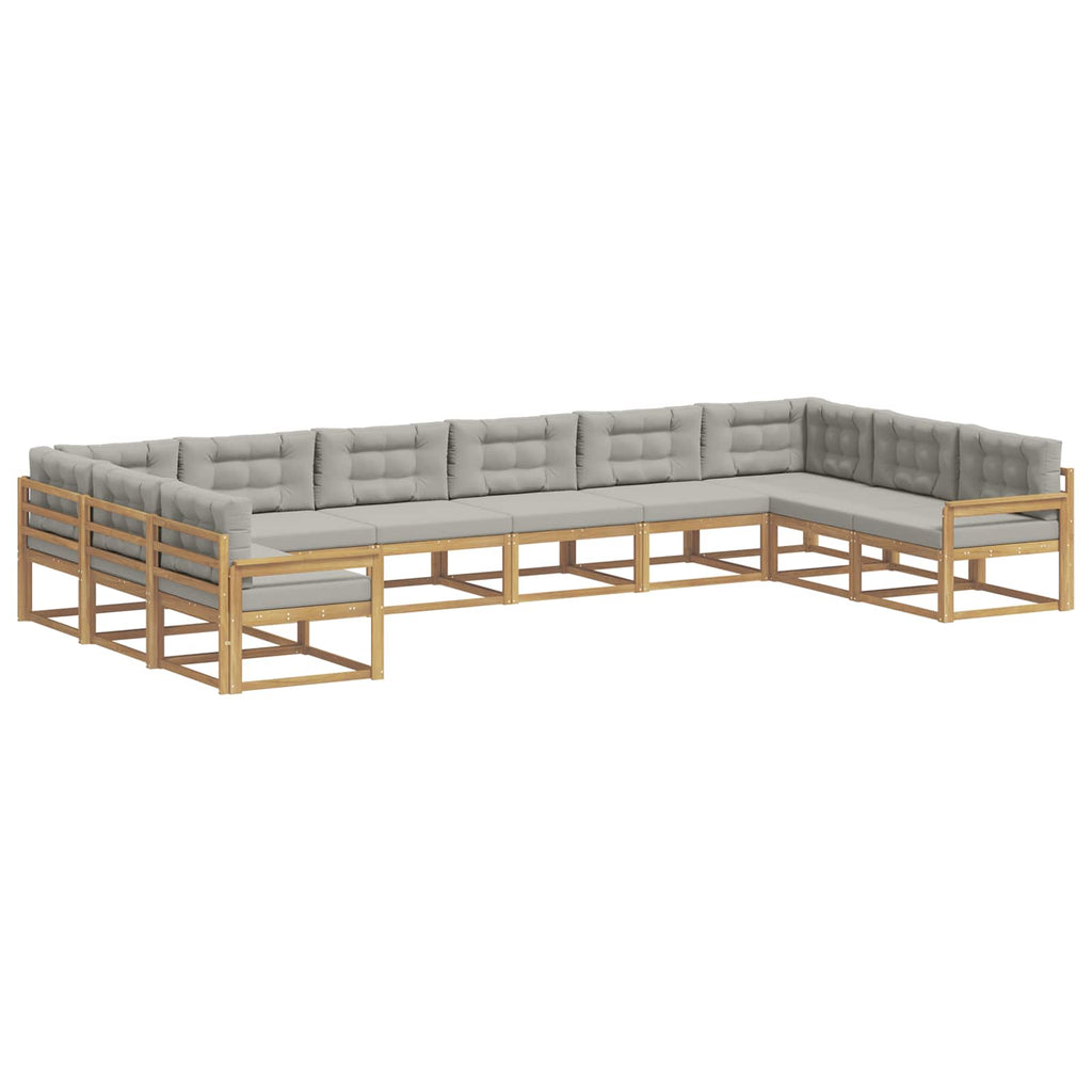 Outdoor-Sofagarnitur mit Kissen 10 pcs Weiß und Hellgrau