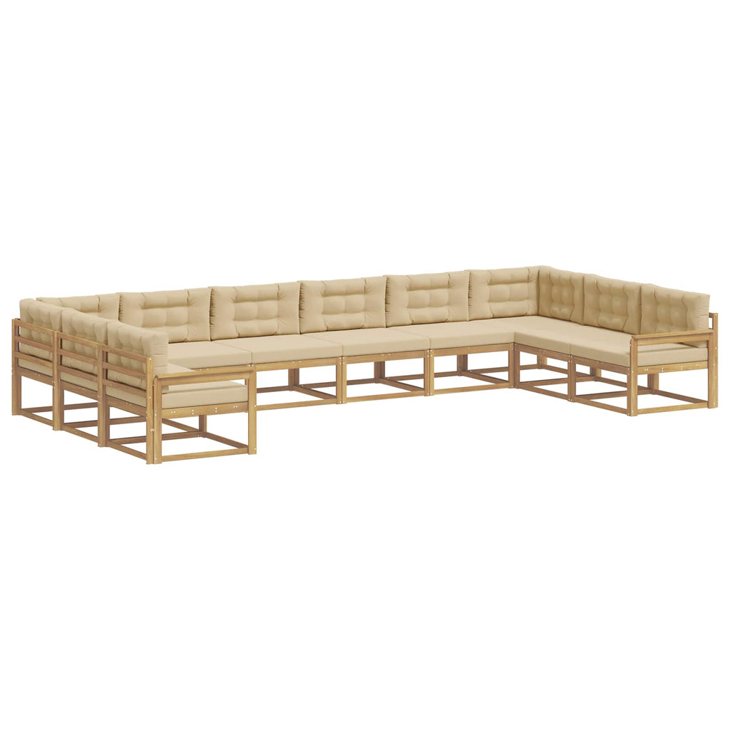 Outdoor-Sofagarnitur mit Kissen 10 pcs Weiß und Beige