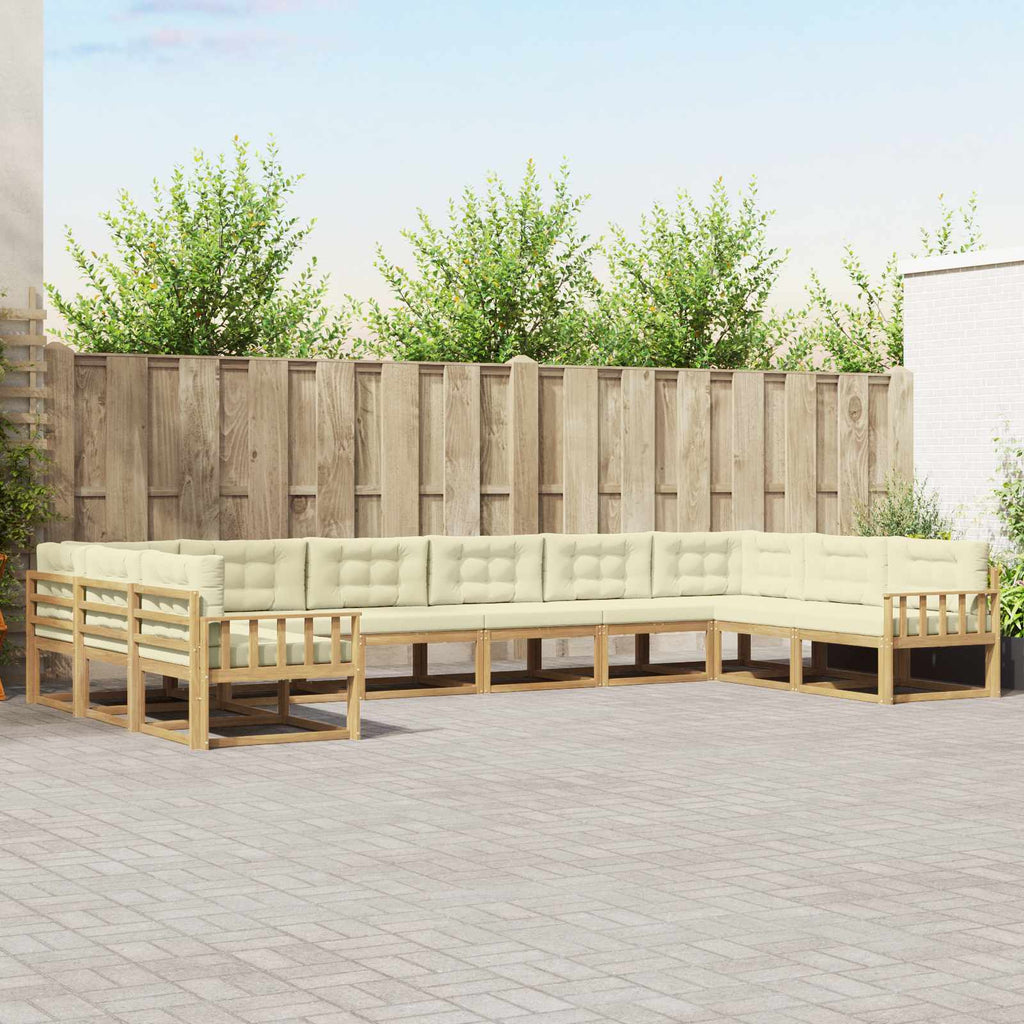 Outdoor-Sofagarnitur mit Kissen 10 pcs Weiß und Creme