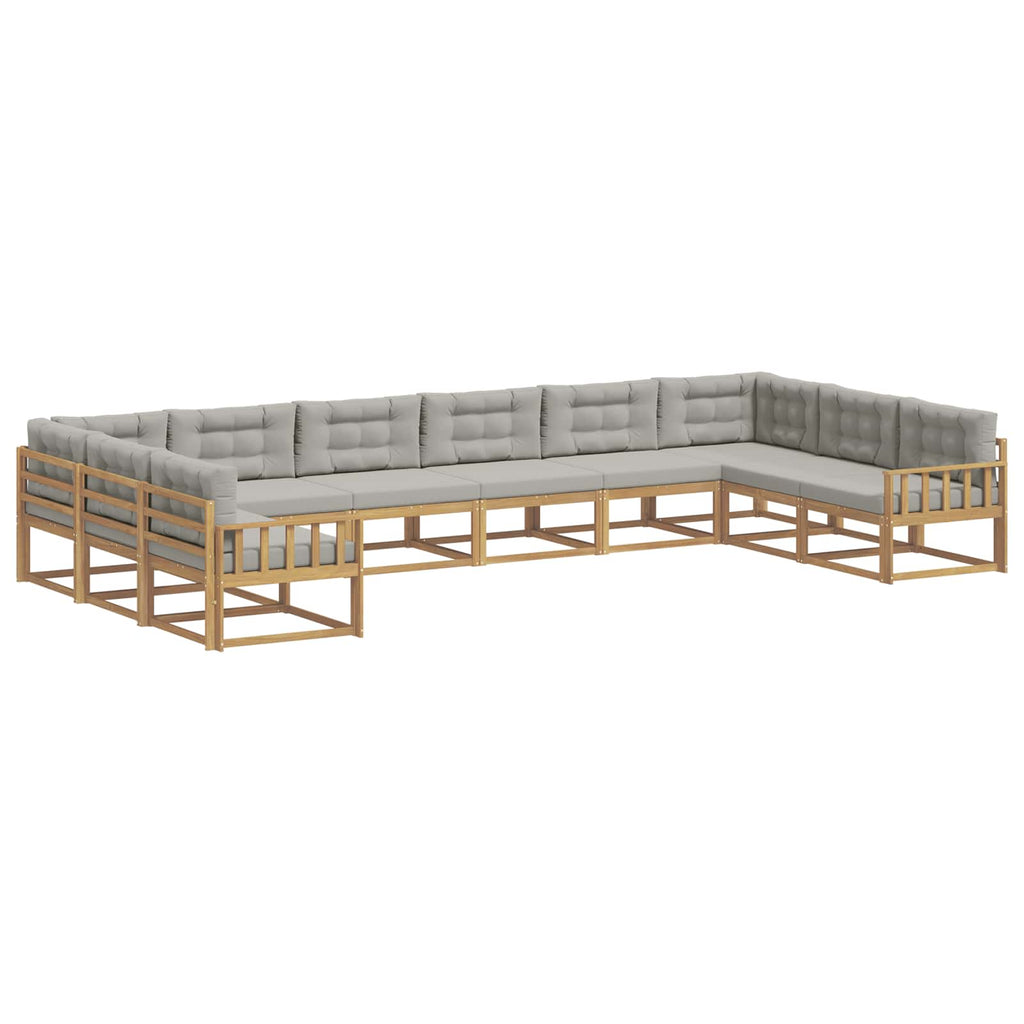 Outdoor-Sofagarnitur mit Kissen 10 pcs Weiß und Hellgrau