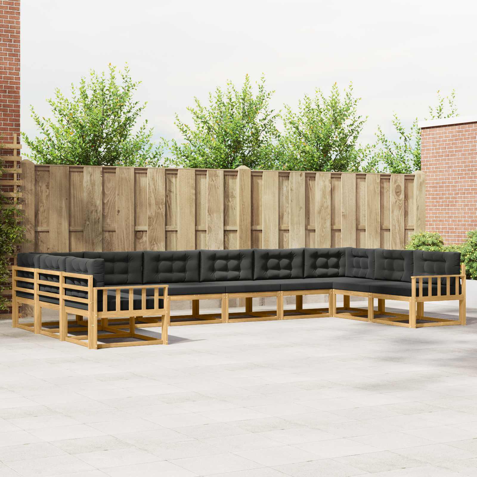 Outdoor-Sofagarnitur mit Kissen 10 pcs Weiß und Anthrazit