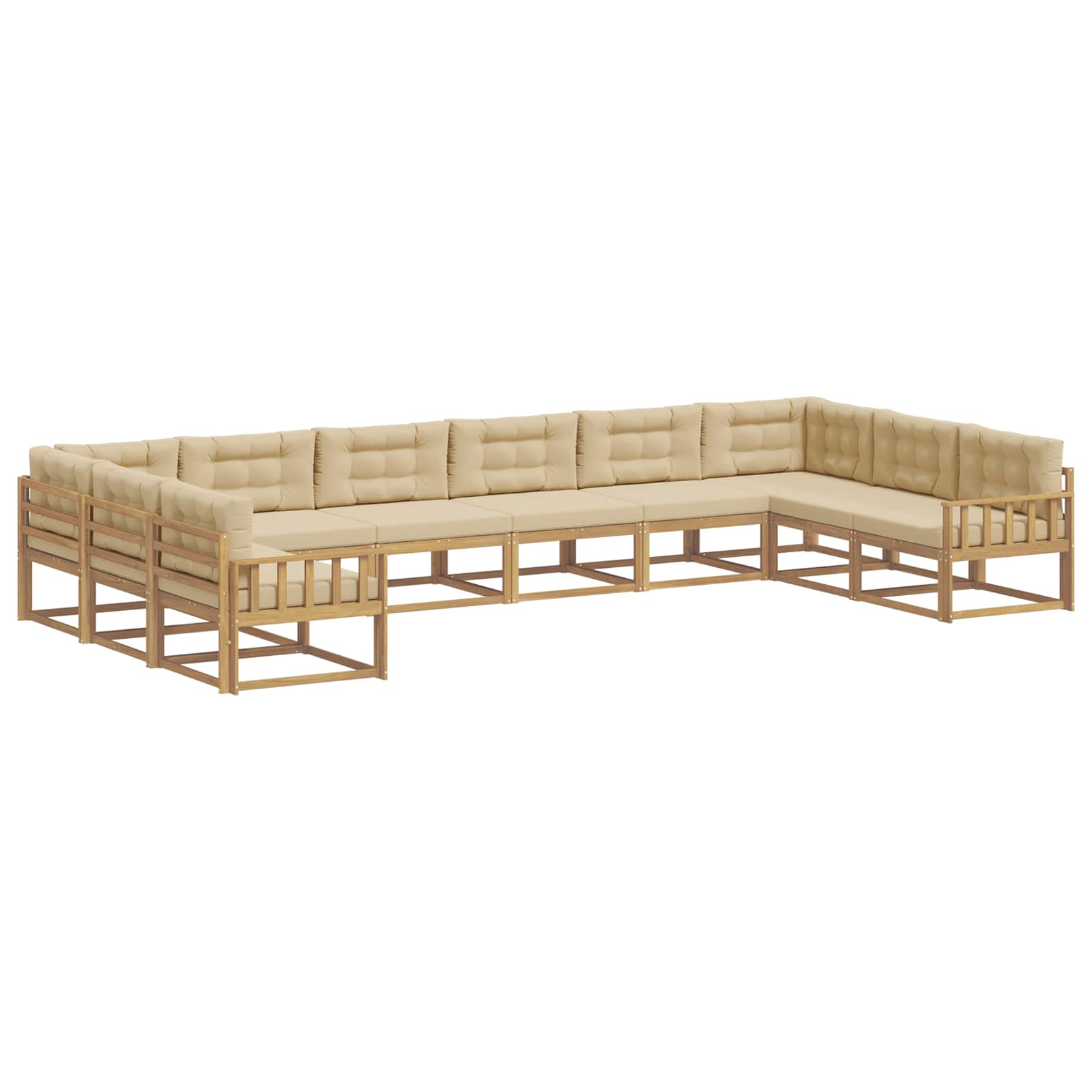Outdoor-Sofagarnitur mit Kissen 10 pcs Weiß und Beige