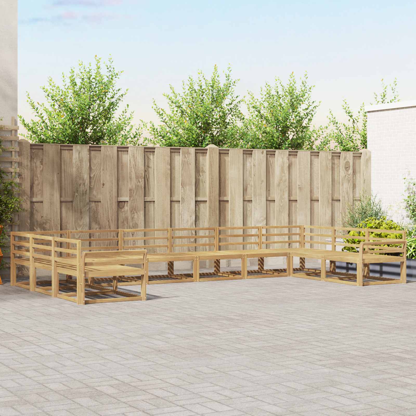 Outdoor-Sofagarnitur 10 pcs Weiß Massivholz Akazie