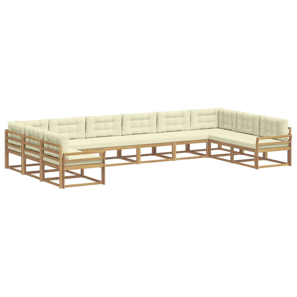 Outdoor-Sofagarnitur mit Kissen 10 pcs Weiß und Creme