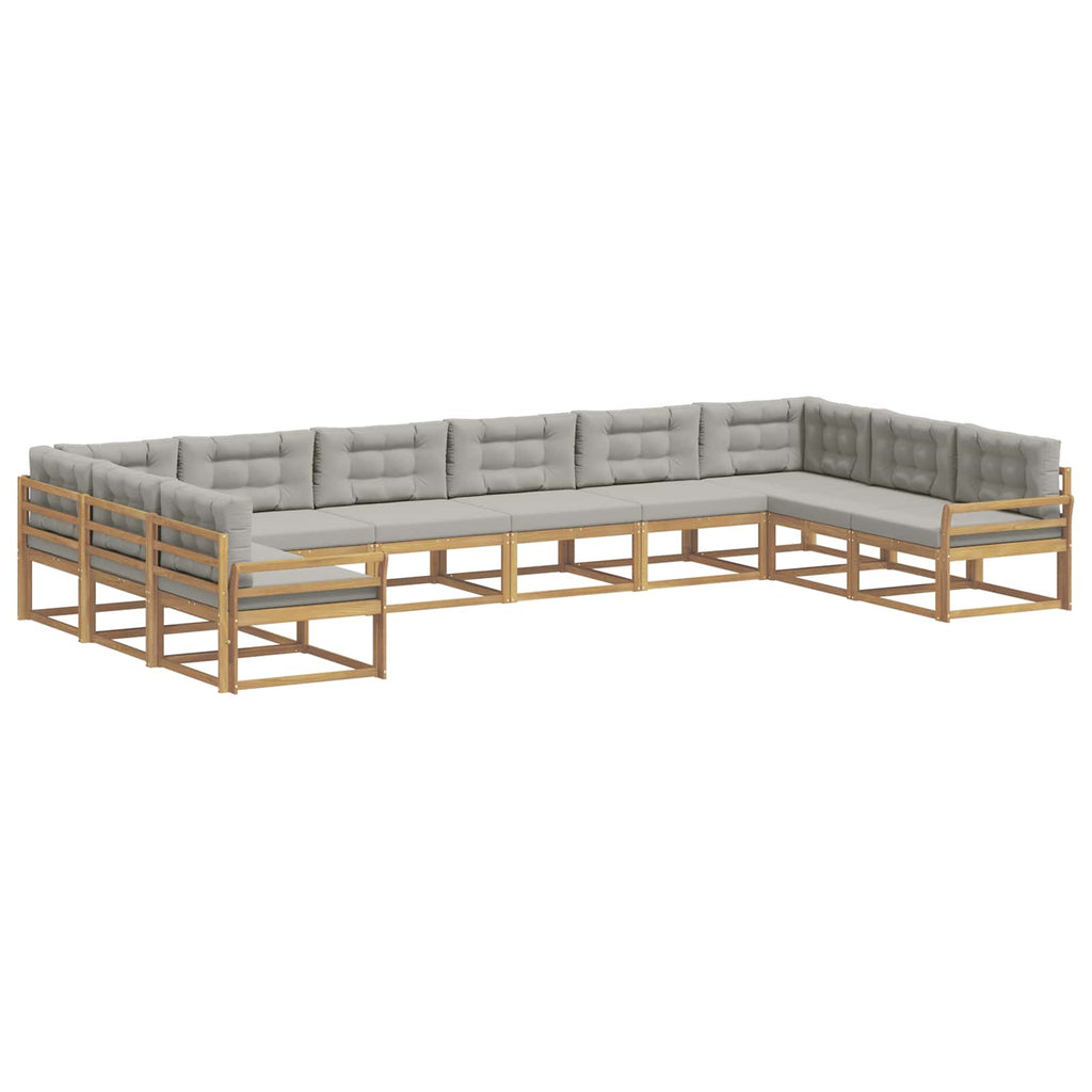 Outdoor-Sofagarnitur mit Kissen 10 pcs Weiß und Hellgrau