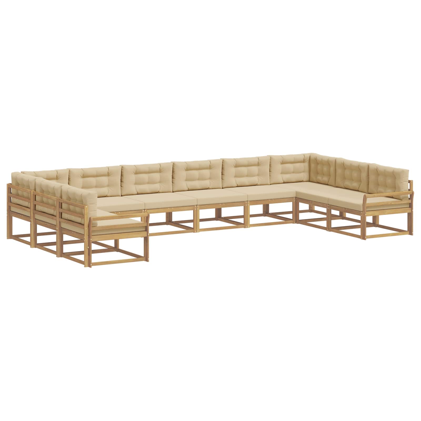Outdoor-Sofagarnitur mit Kissen 10 pcs Weiß und Beige