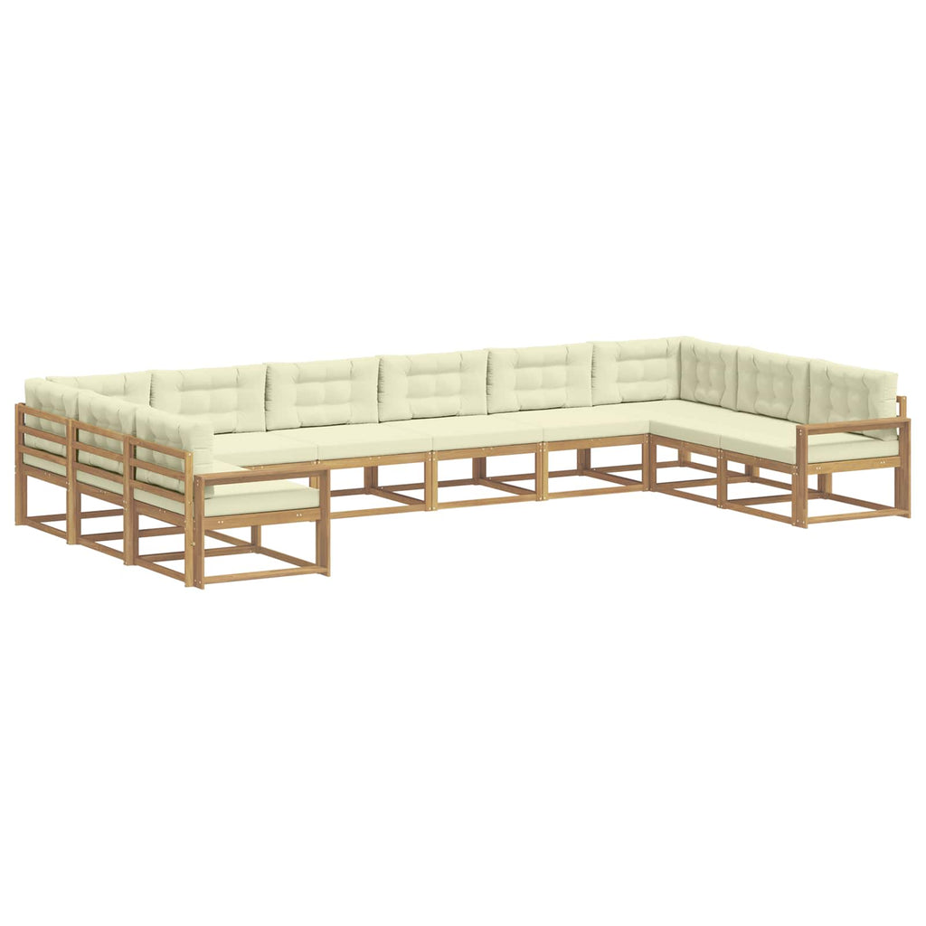 Outdoor-Sofagarnitur mit Kissen 10 pcs Weiß und Creme