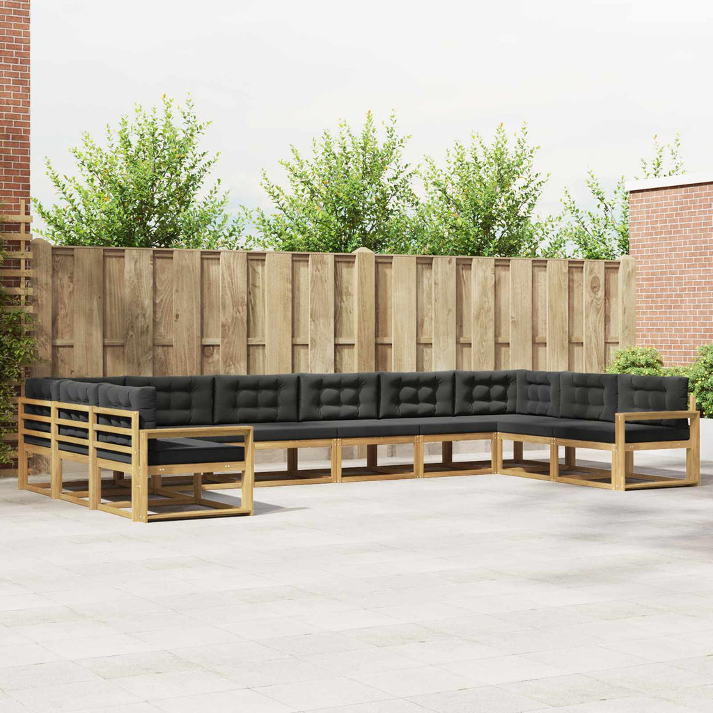 Outdoor-Sofagarnitur mit Kissen 10 pcs Weiß und Anthrazit