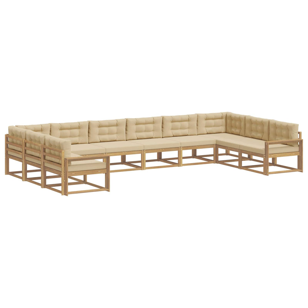 Outdoor-Sofagarnitur mit Kissen 10 pcs Weiß und Beige