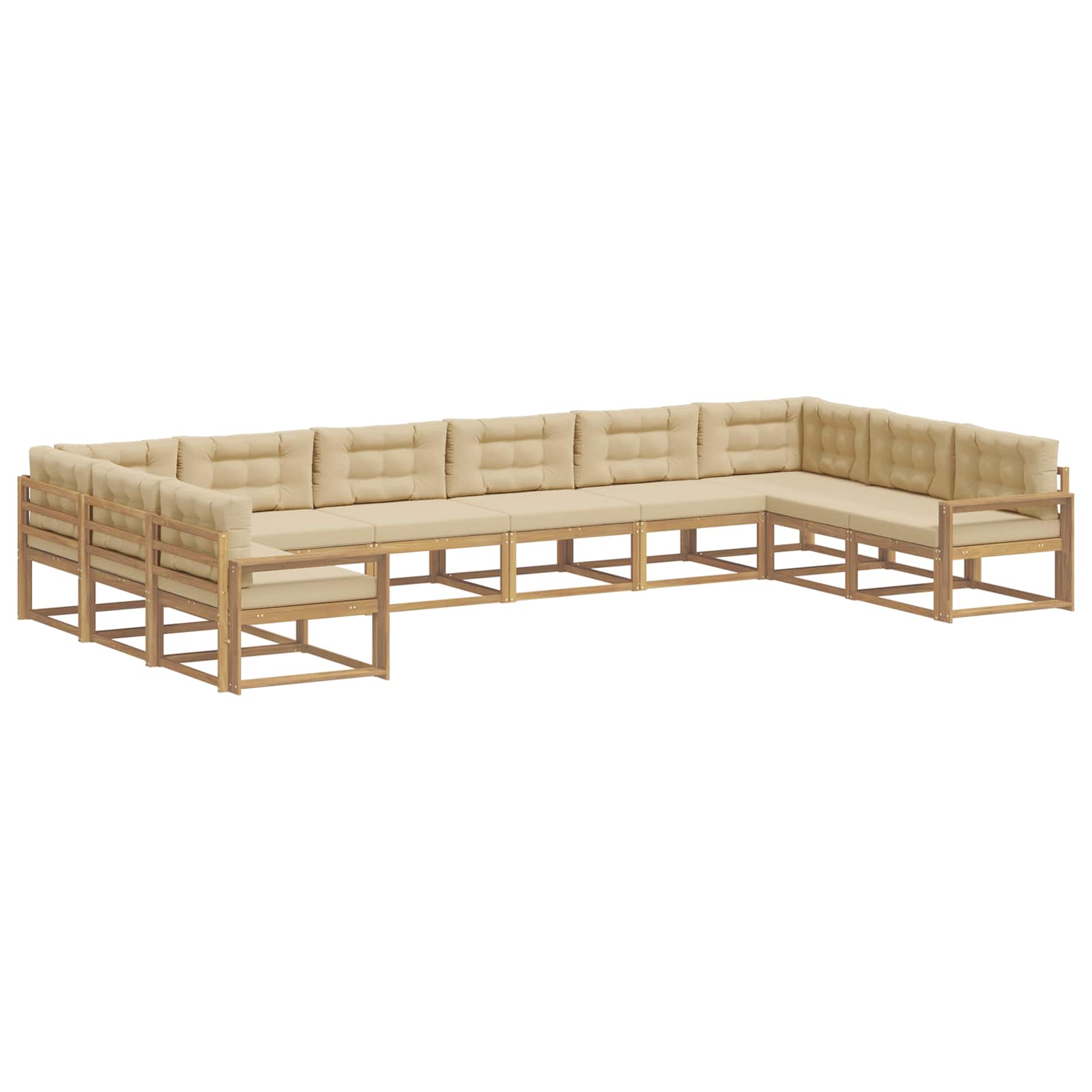 Outdoor-Sofagarnitur mit Kissen 10 pcs Weiß und Beige