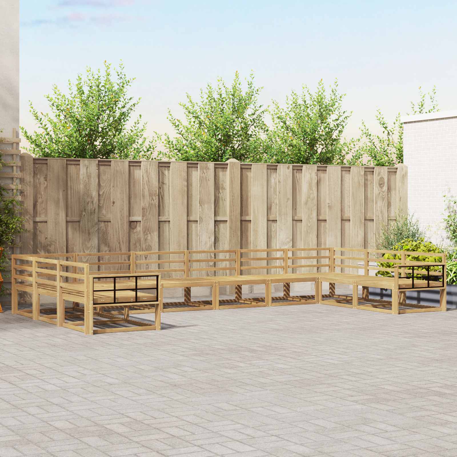 Outdoor-Sofagarnitur 10 pcs Weiß Massivholz Akazie