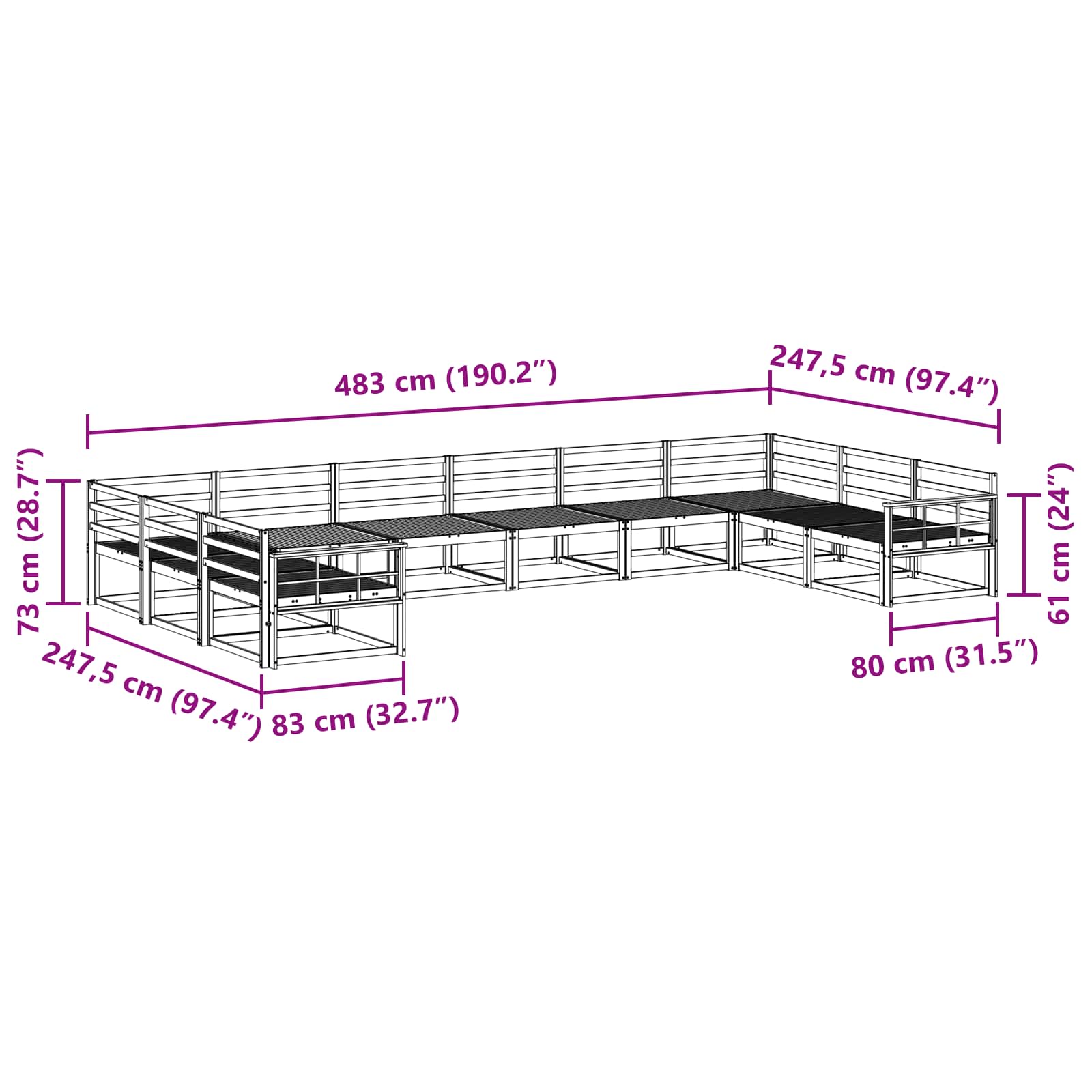 Outdoor-Sofagarnitur 10 pcs Weiß Massivholz Akazie