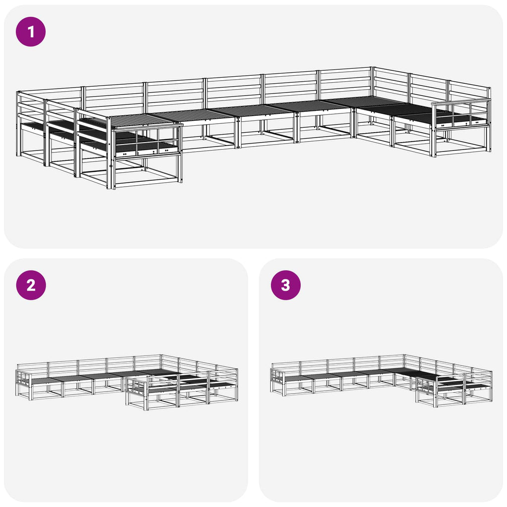 Outdoor-Sofagarnitur 10 pcs Weiß Massivholz Akazie