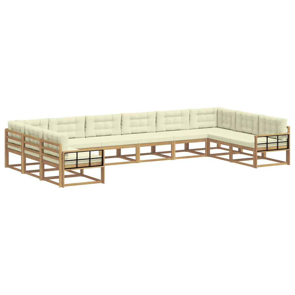 Outdoor-Sofagarnitur mit Kissen 10 pcs Weiß und Creme