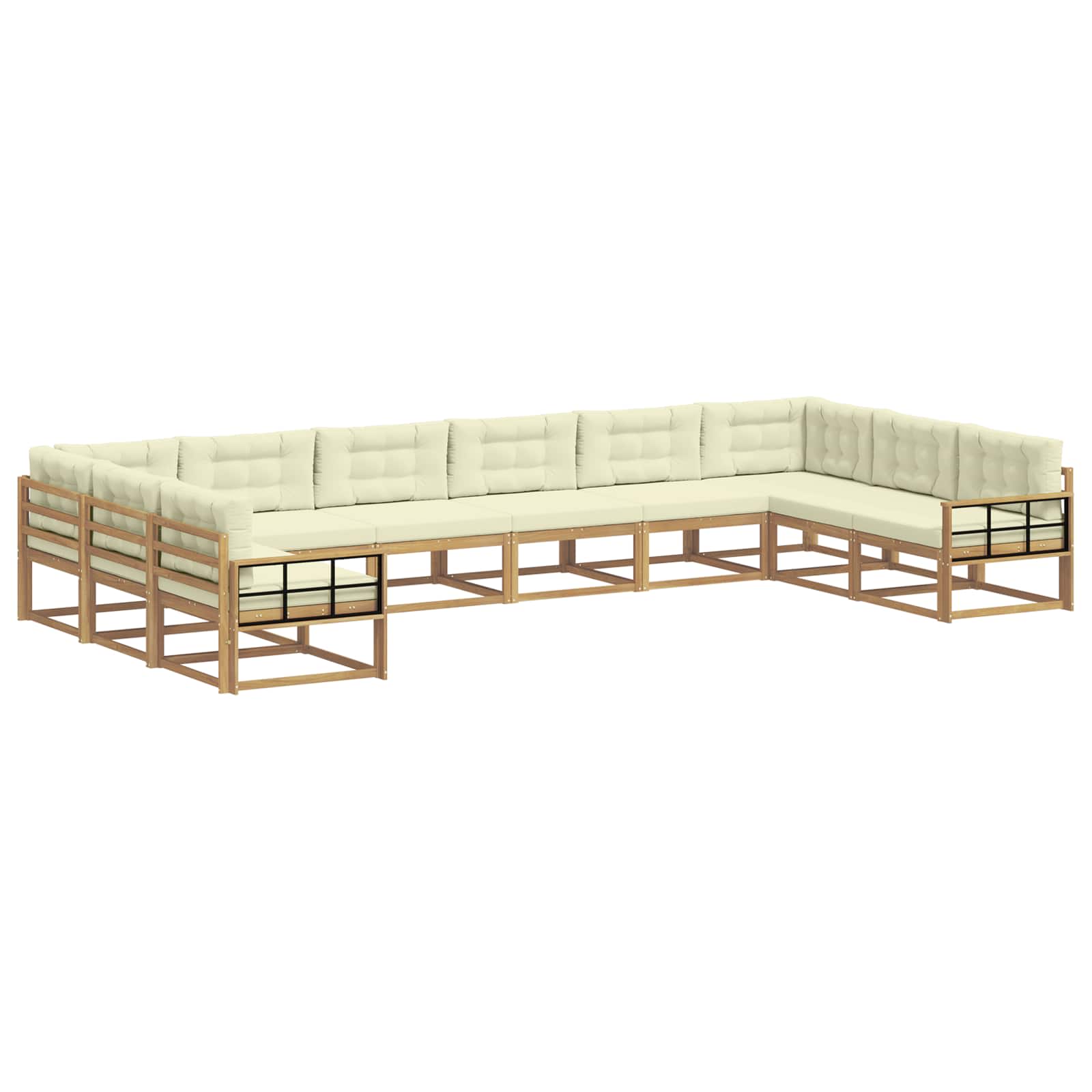 Outdoor-Sofagarnitur mit Kissen 10 pcs Weiß und Creme