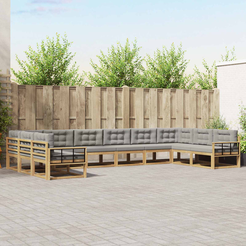 Outdoor-Sofagarnitur mit Kissen 10 pcs Weiß und Hellgrau