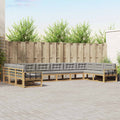 Outdoor-Sofagarnitur mit Kissen 10 pcs Weiß und Hellgrau