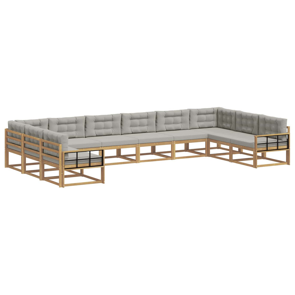Outdoor-Sofagarnitur mit Kissen 10 pcs Weiß und Hellgrau