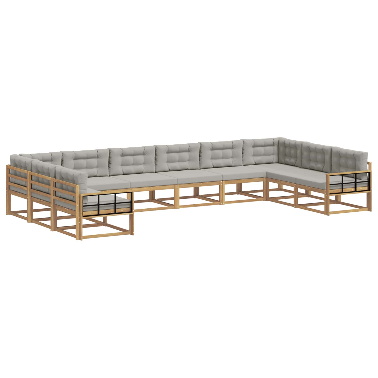 Outdoor-Sofagarnitur mit Kissen 10 pcs Weiß und Hellgrau