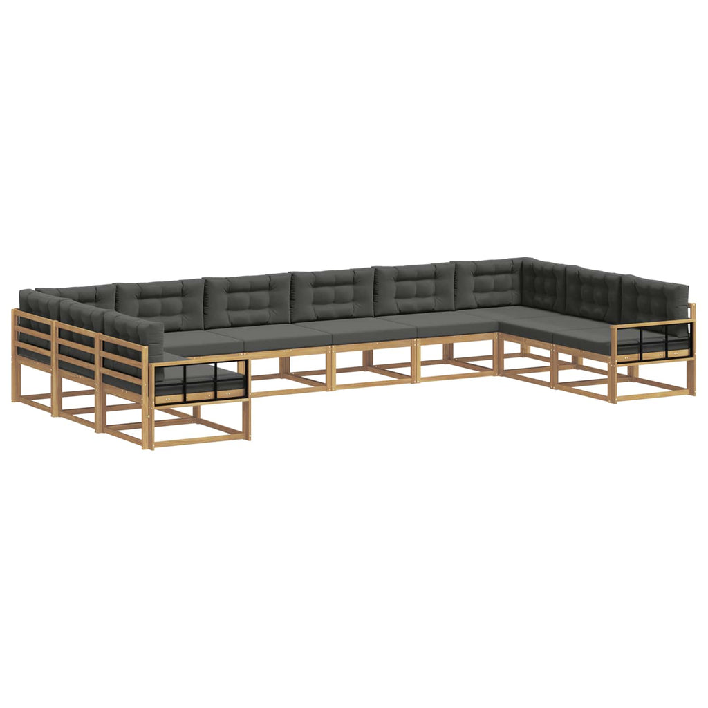 Outdoor-Sofagarnitur mit Kissen 10 pcs Weiß und Anthrazit