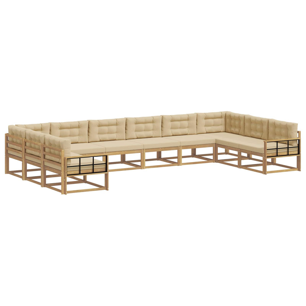 Outdoor-Sofagarnitur mit Kissen 10 pcs Weiß und Beige