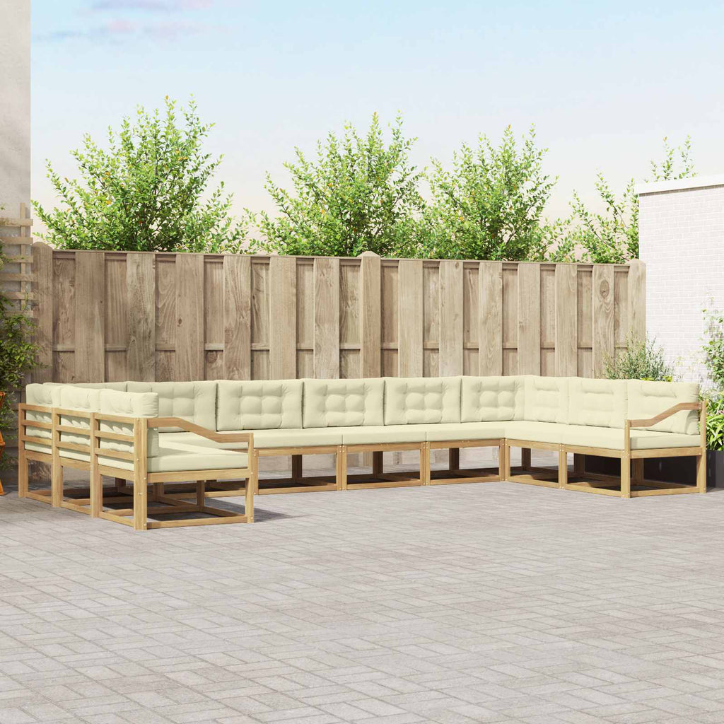 Outdoor-Sofagarnitur mit Kissen 10 pcs Weiß und Creme