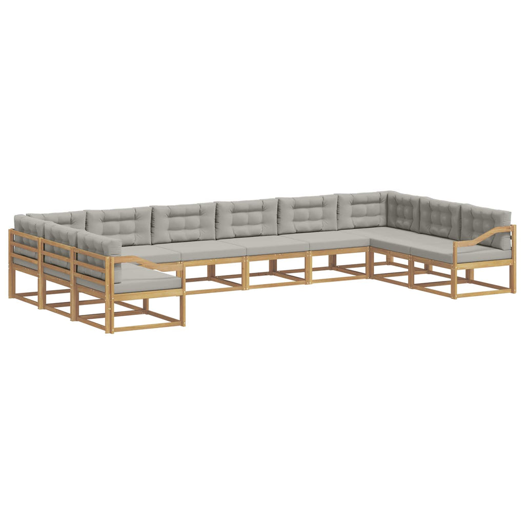 Outdoor-Sofagarnitur mit Kissen 10 pcs Weiß und Hellgrau