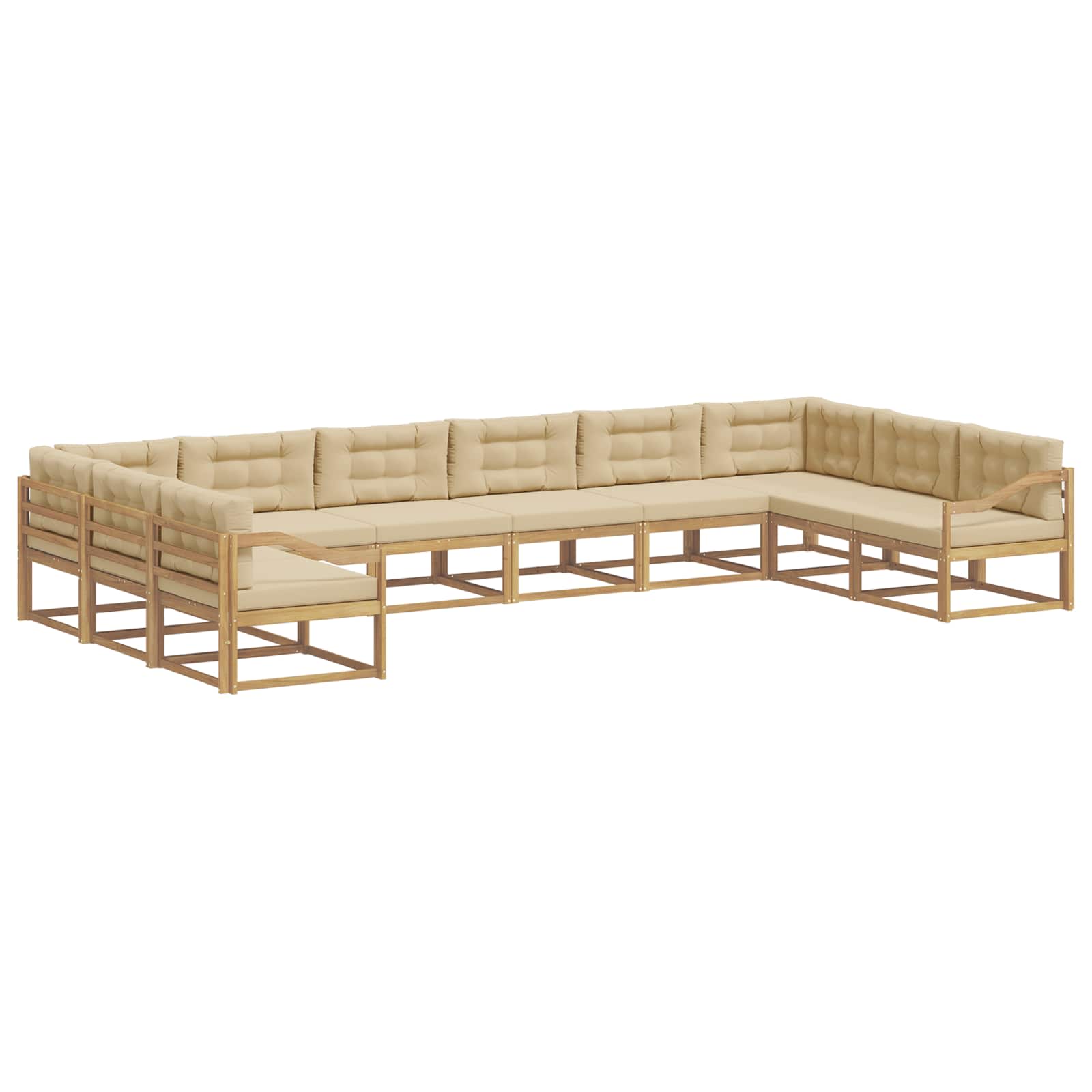 Outdoor-Sofagarnitur mit Kissen 10 pcs Weiß und Beige