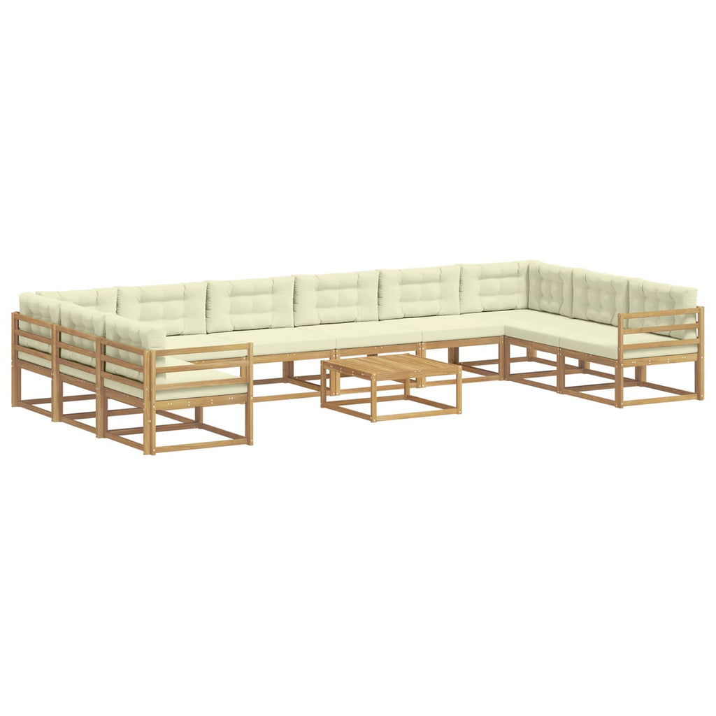 Outdoor-Sofagarnitur mit Kissen 11 pcs Weiß und Creme
