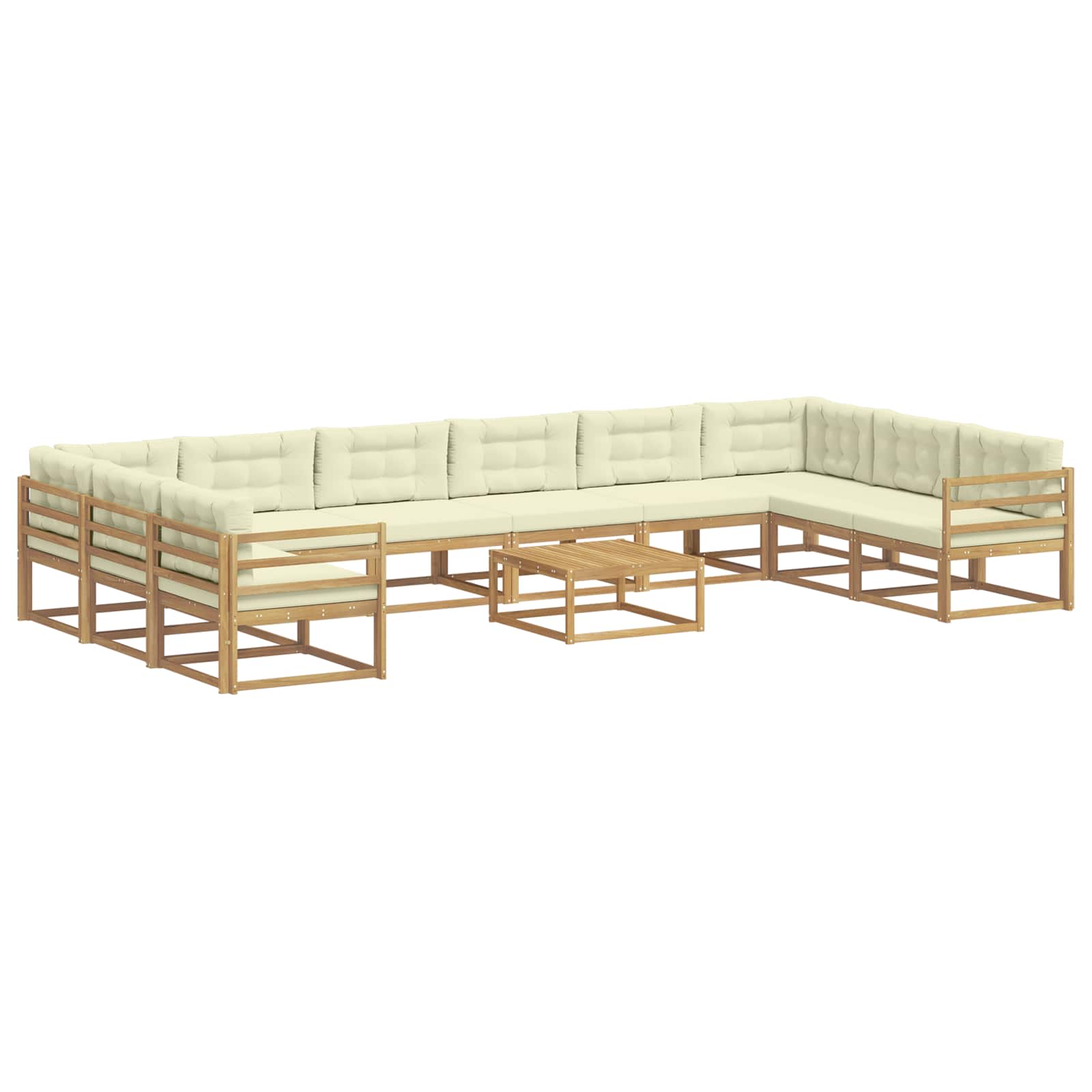 Outdoor-Sofagarnitur mit Kissen 11 pcs Weiß und Creme