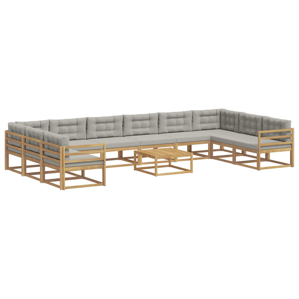 Outdoor-Sofagarnitur mit Kissen 11 pcs Weiß und Hellgrau