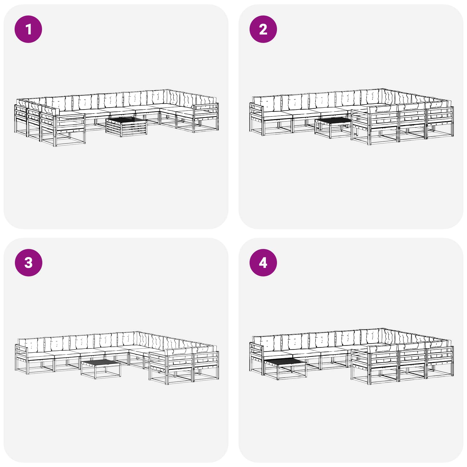 Outdoor-Sofagarnitur mit Kissen 11 pcs Weiß und Hellgrau