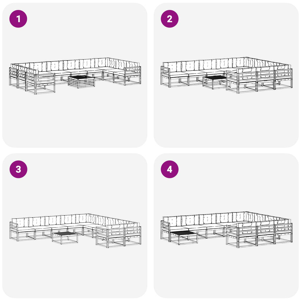 Outdoor-Sofagarnitur mit Kissen 11 pcs Weiß und Anthrazit