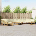 Outdoor-Sofagarnitur mit Kissen 11 pcs Weiß und Creme