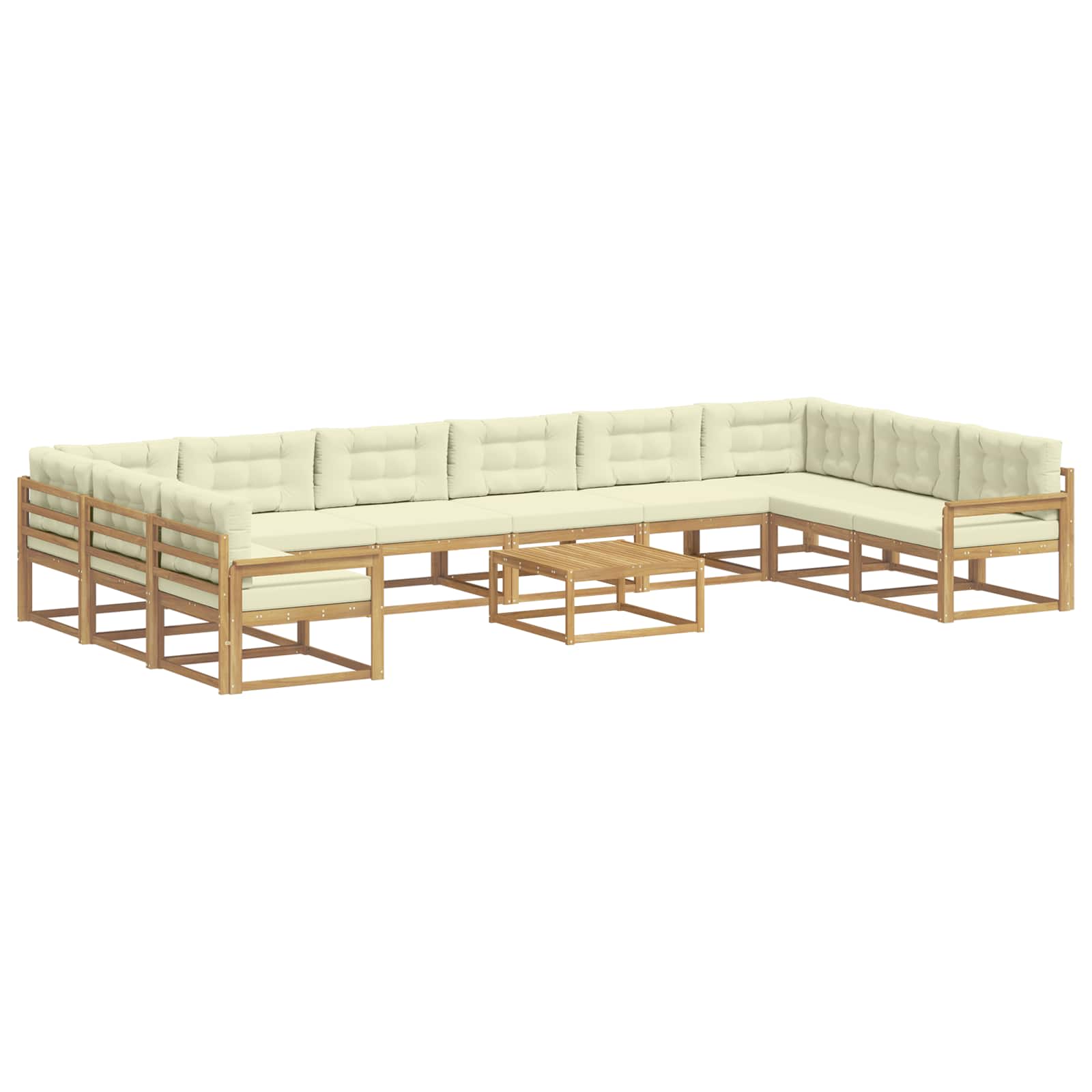 Outdoor-Sofagarnitur mit Kissen 11 pcs Weiß und Creme