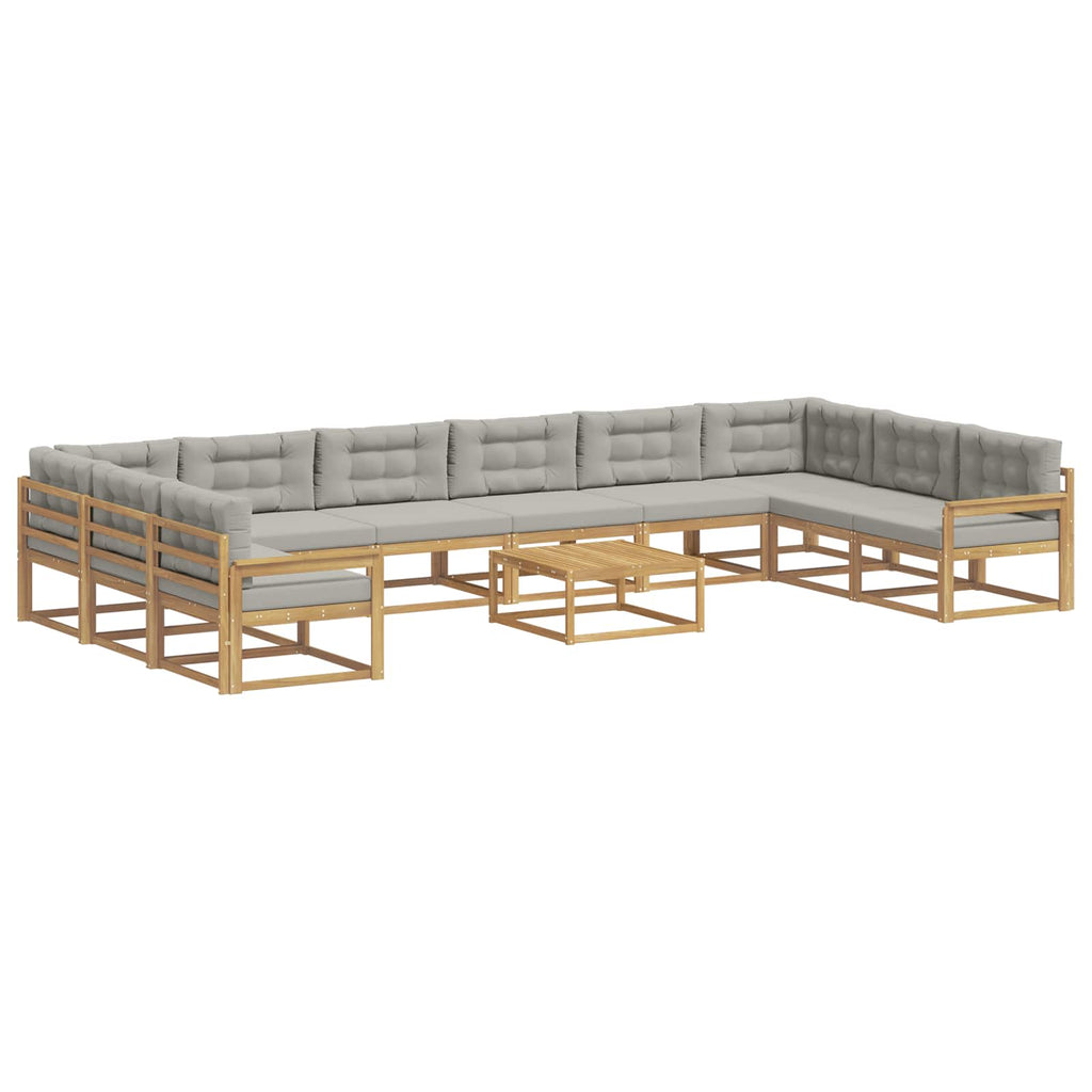 Outdoor-Sofagarnitur mit Kissen 11 pcs Weiß und Hellgrau