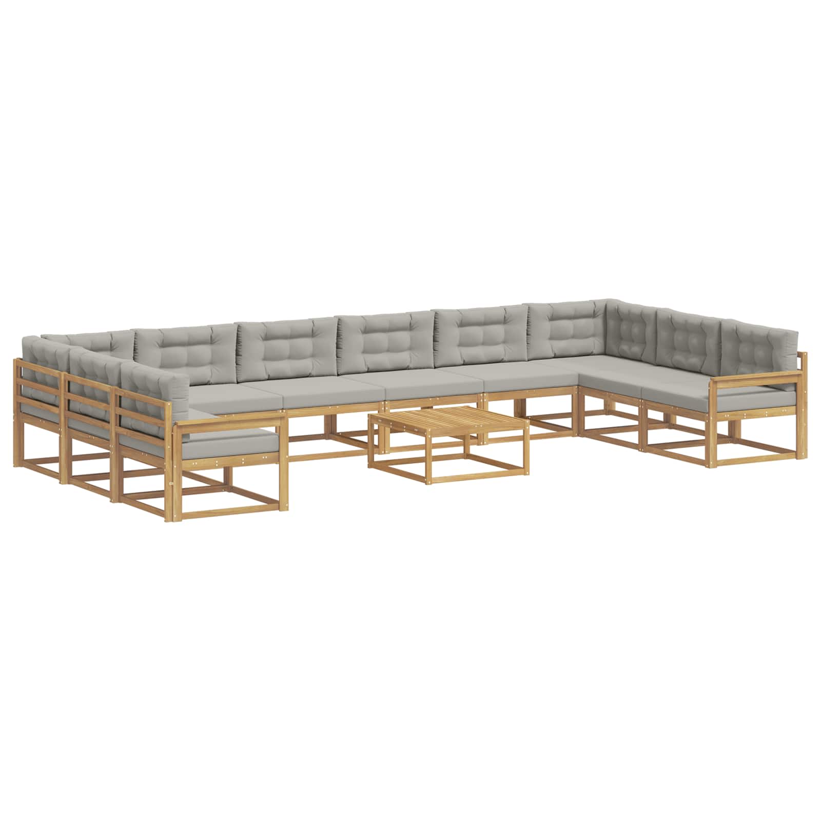 Outdoor-Sofagarnitur mit Kissen 11 pcs Weiß und Hellgrau