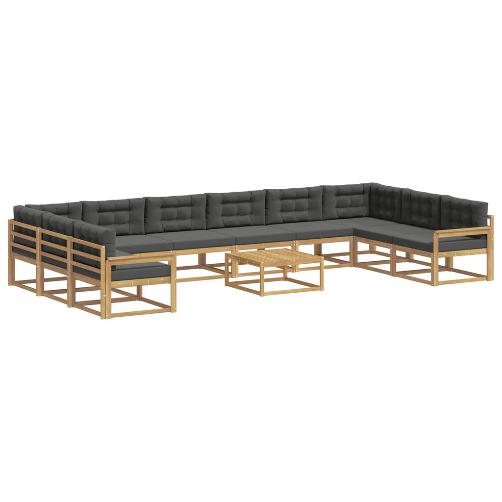 Outdoor-Sofagarnitur mit Kissen 11 pcs Weiß und Anthrazit