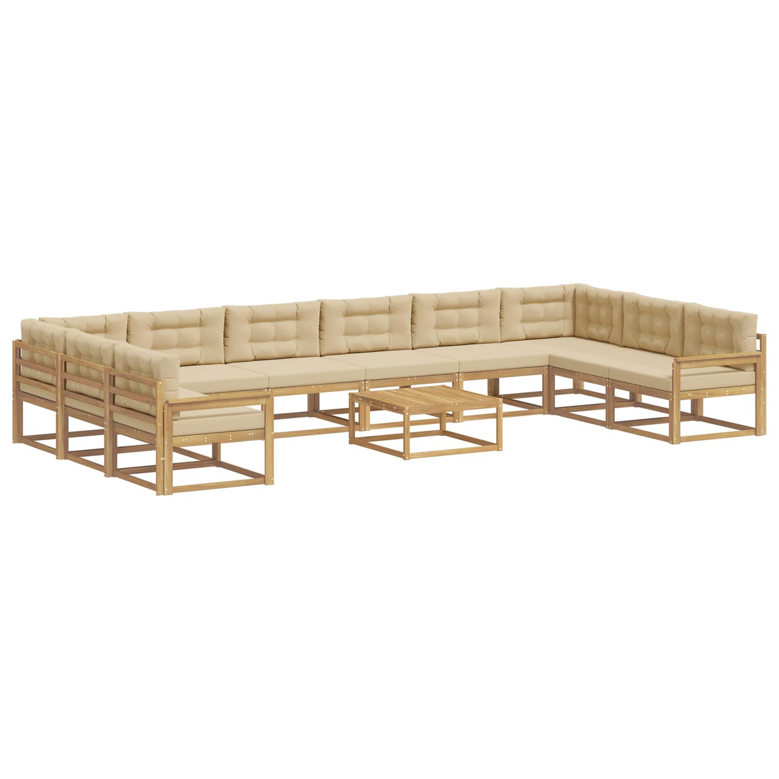 Outdoor-Sofagarnitur mit Kissen 11 pcs Weiß und Beige