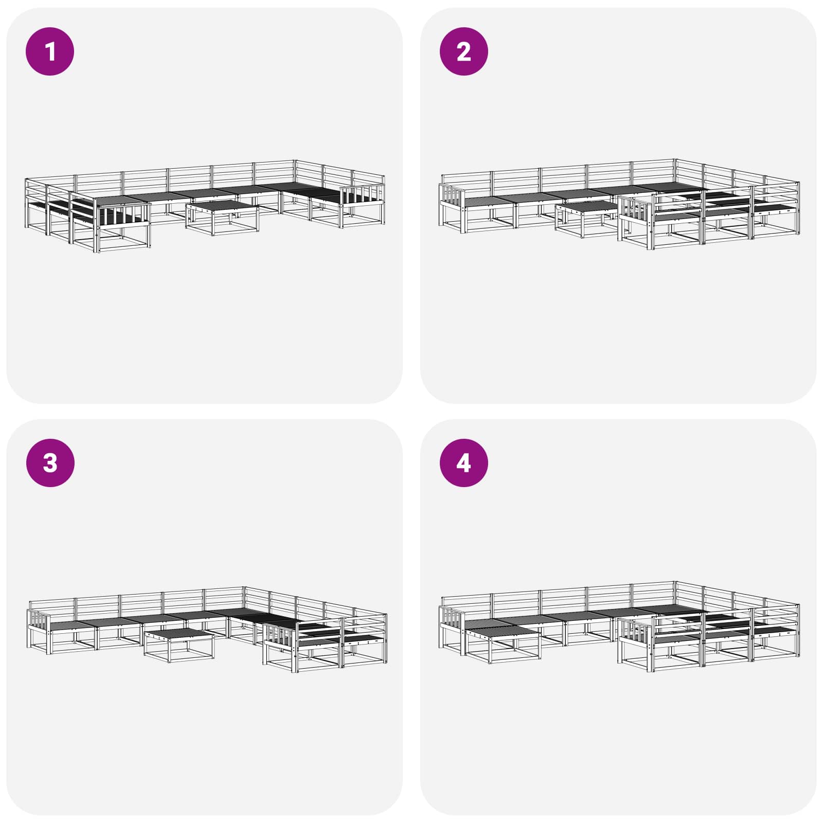 Outdoor-Sofagarnitur 11 pcs Weiß Massivholz Akazie
