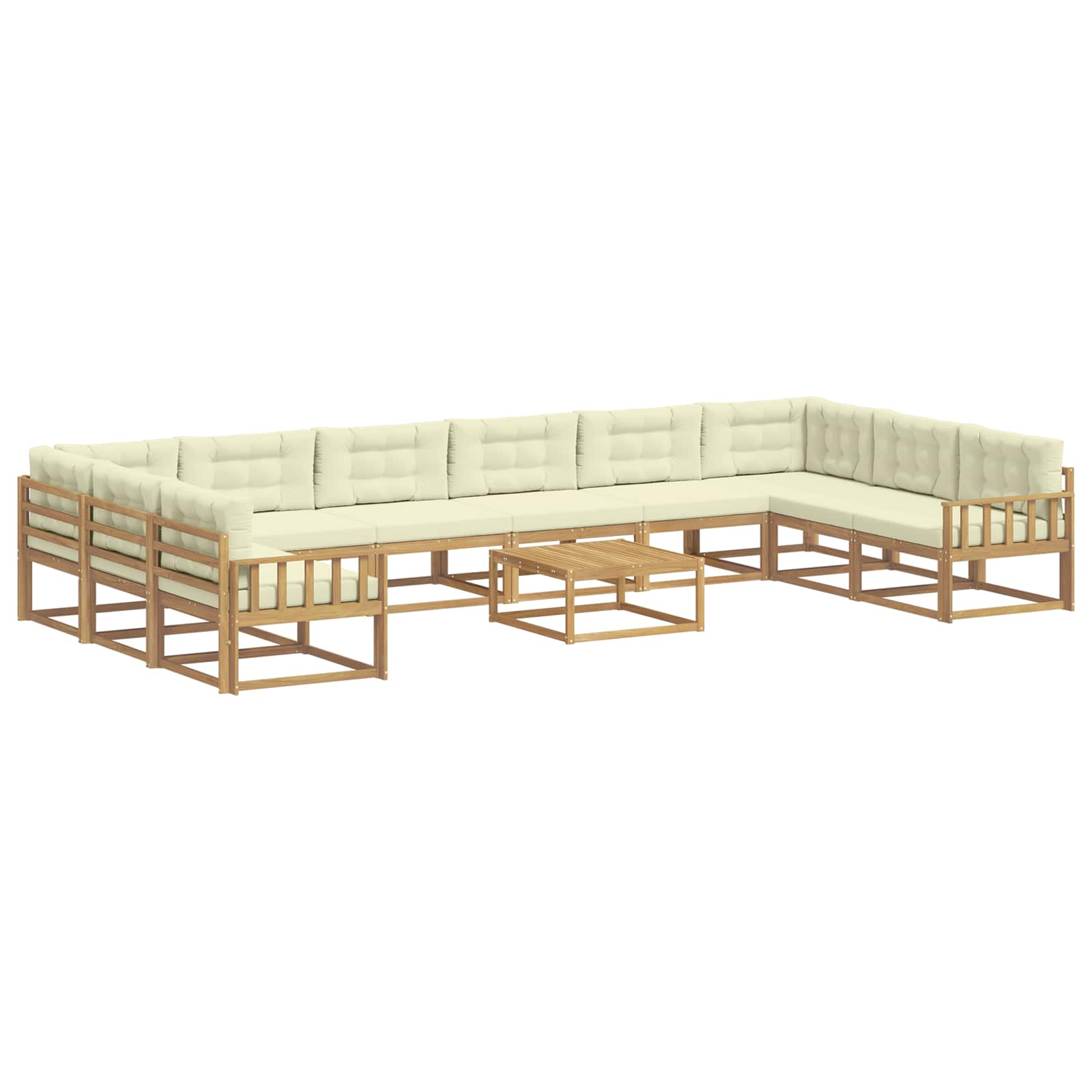 Outdoor-Sofagarnitur mit Kissen 11 pcs Weiß und Creme