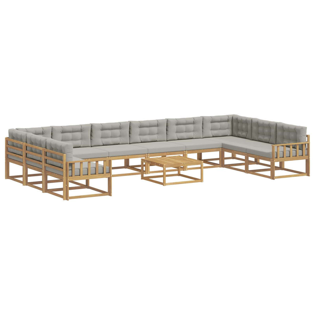 Outdoor-Sofagarnitur mit Kissen 11 pcs Weiß und Hellgrau