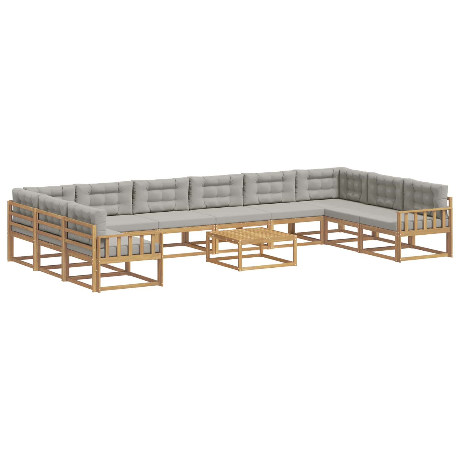 Outdoor-Sofagarnitur mit Kissen 11 pcs Weiß und Hellgrau