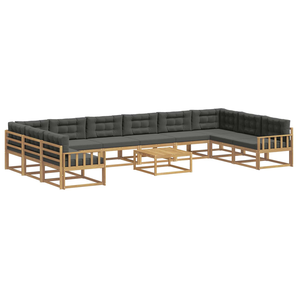 Outdoor-Sofagarnitur mit Kissen 11 pcs Weiß und Anthrazit